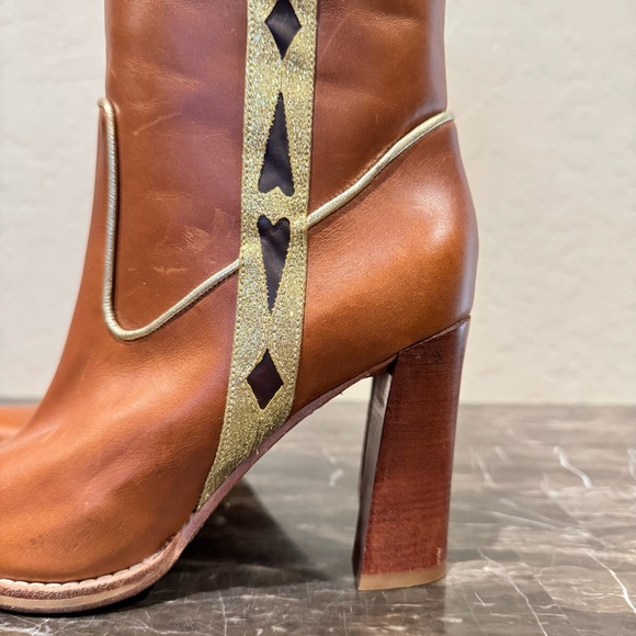 Vintage Cole Haan X Nike Lab G-Series Embellished Leather Cowboy Boots - Picture 4 of 12